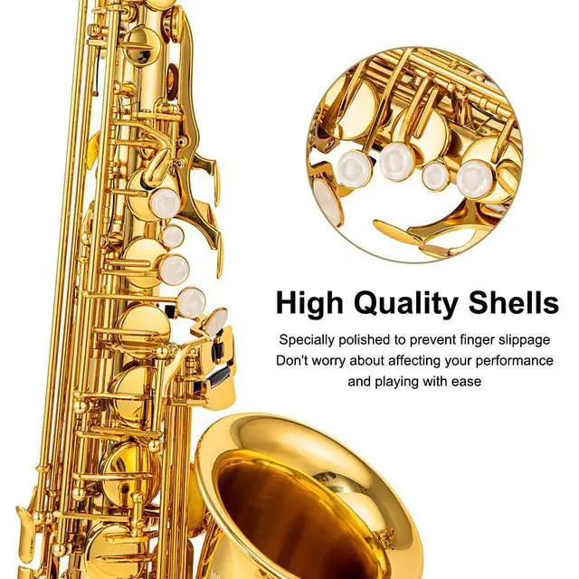 Alt view image 4 of 7 - Alto Saxophone HighQualityBrassSaxwith E-Flat Gold Lacquer Saxophon CaseMouthpiece AccessoriesIdealfor Beginnersto Advanced Musicians