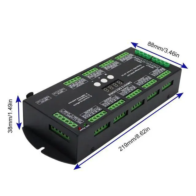 Alt view image 3 of 7 - 36CH DMX RGBW LED Digital Display Decoder, DMX512 Controller for RGBW LED Lights DC9-24V 2A/CH with 14 Built-in Effects(36 Channel with Display)