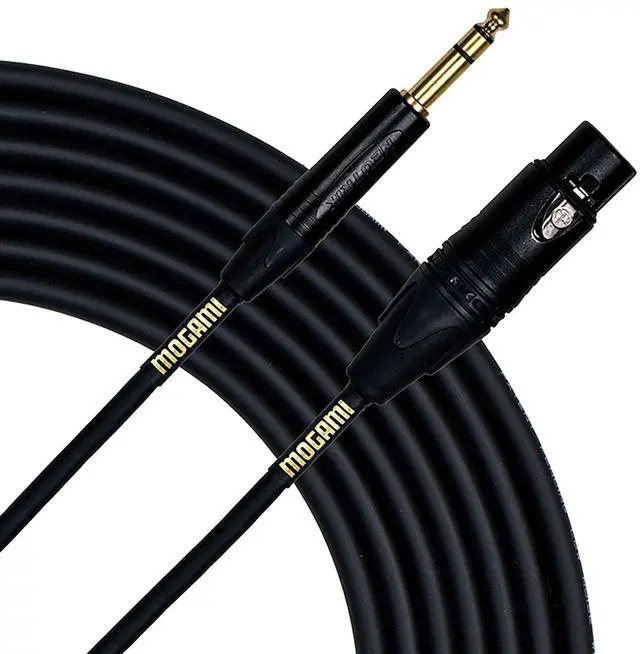 Main image of GOLD TRS-XLRF-10 Balanced Audio Adapter Cable, XLR-Female to 1/4" TRS Male Plug, Gold Contacts, Straight Connectors, 10 Foot