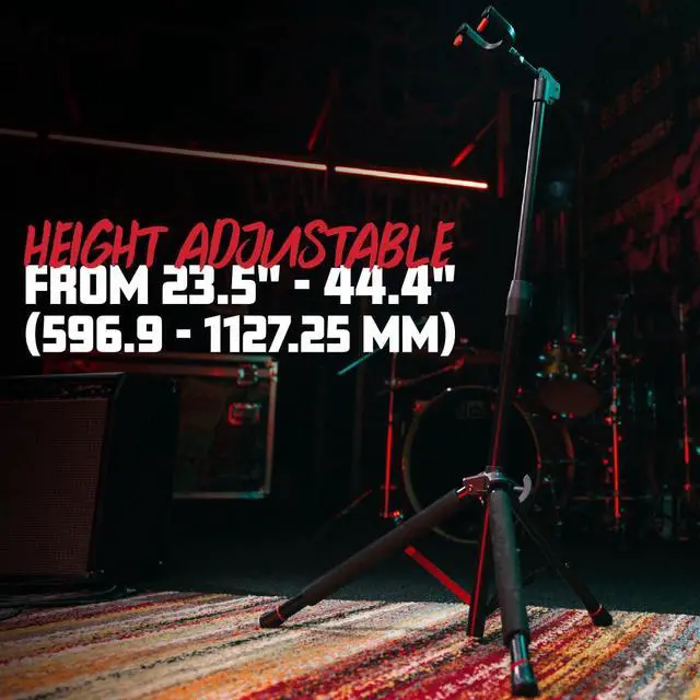 Alt view image 6 of 7 - Hanging Guitar Stand with Self-Locking Yoke and Padded Tripod Legs, Fits Most Electric, Acoustic, and Bass Guitars (GFW-GTR-1700)