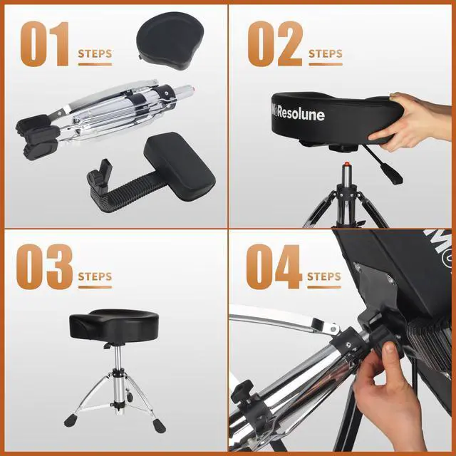 Alt view image 5 of 7 - Drum Throne with Backrest Hydraulic Drum Throne Saddle | Drum Stool for Lumbar Support, Professional Motorcycle Seat with Adjustable Height, 450lbs Heavy Duty Padded Chair for Adults