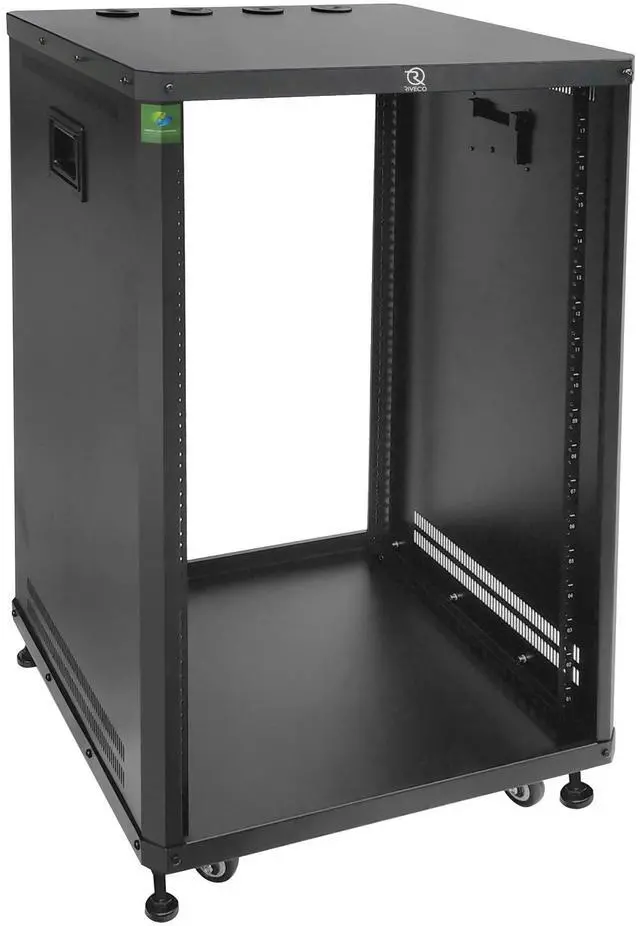 Main image of POMU 18U Stereo & Server Rack with Caster Wheels, Rolling Network Cabinet, Open Frame for 19 inches Audio Video Music Recording & IT Equipment, Obtuse Angel, Lifting Handle