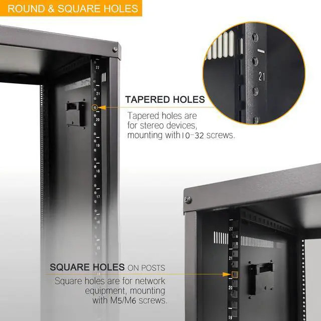 Alt view image 4 of 6 - POMU 18U Stereo & Server Rack with Caster Wheels, Rolling Network Cabinet, Open Frame for 19 inches Audio Video Music Recording & IT Equipment, Obtuse Angel, Lifting Handle