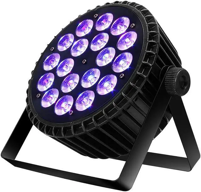 Main image of LED Stage Par Lights LED 18X18W DJ Stage Lights 1 Pack | RGBWA+UV 6in1, Wash/Strobe Effect, DMX512 Control, Sound Activated, Aluminum Alloy Shell, Uplighting for Concerts Party
