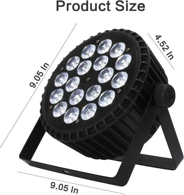 Alt view image 7 of 7 - LED Stage Par Lights LED 18X18W DJ Stage Lights 1 Pack | RGBWA+UV 6in1, Wash/Strobe Effect, DMX512 Control, Sound Activated, Aluminum Alloy Shell, Uplighting for Concerts Party