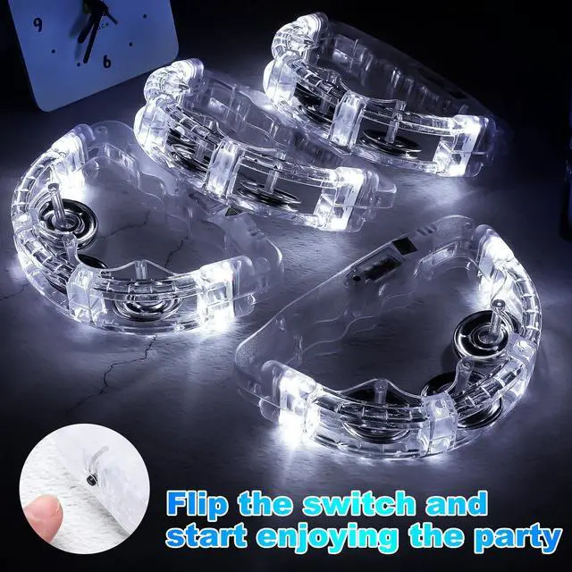 Alt view image 4 of 7 - 50 Pack LED Light up Tambourines with Flashing Lights Tambourine for Adults, Glow in The Dark Half Moon Handheld Percussion Musical Instrument for Weddings Dance Floor Props(White Lights)