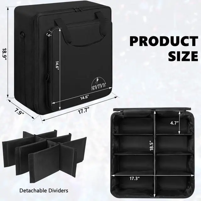 Alt view image 2 of 7 - 8 Par Spotlight Bag 5/16'' Padded Stage Lighting Storage Bag | for 8 Par Lights Bag with Dividers, Handle and Straps, Black (Bag Only)