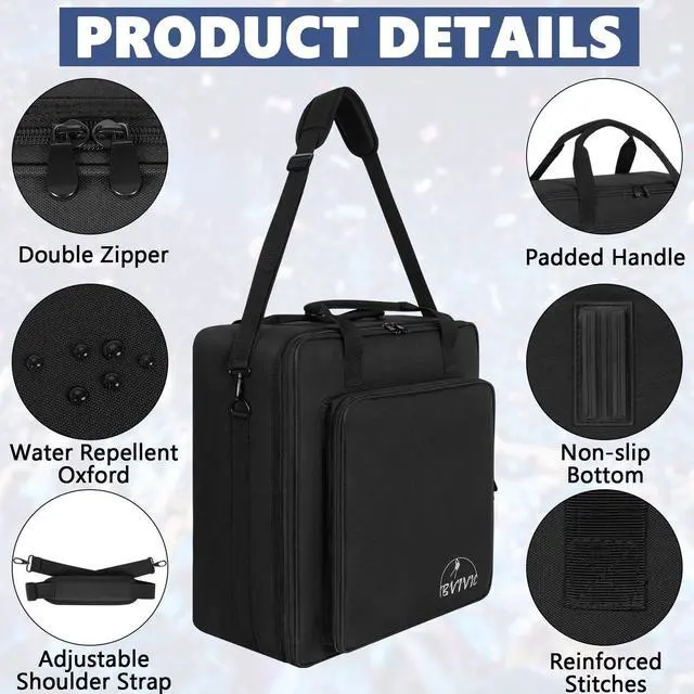 Alt view image 4 of 7 - 8 Par Spotlight Bag 5/16'' Padded Stage Lighting Storage Bag | for 8 Par Lights Bag with Dividers, Handle and Straps, Black (Bag Only)