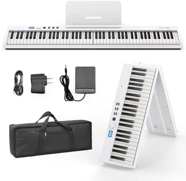 Main image of 88 Key Folding Piano Keyboard Electric Piano | Portable Semi-Weighted Keyboard Piano Support MIDI, Built-in Speakers, Battery, Travel Piano for Beginners