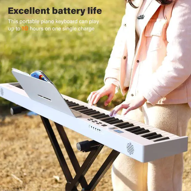 Alt view image 6 of 6 - 88 Key Folding Piano Keyboard Electric Piano | Portable Semi-Weighted Keyboard Piano Support MIDI, Built-in Speakers, Battery, Travel Piano for Beginners