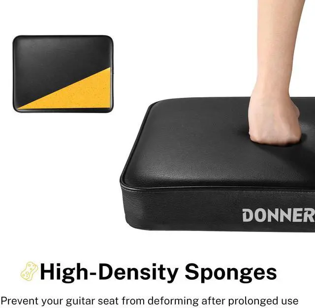 Alt view image 3 of 6 - Piano Bench, Adjustable Keyboard Bench Portable Stool Collapsible Chair Foldable Seat X-Style, 2.4 Inch Thickness High-Density Sponge Padded, Non-Skid Design, Black
