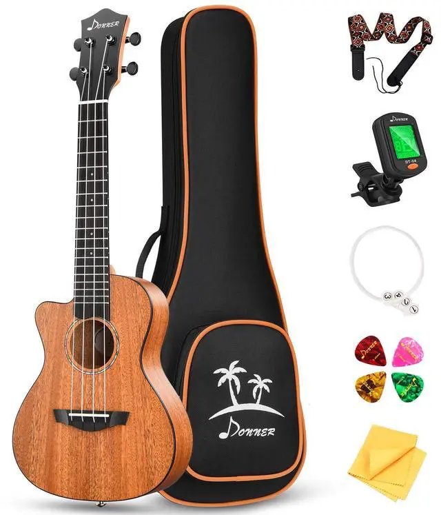 Main image of Left handed Concert Ukulele Mahogany 23 Inch Professional Cutaway Ukelele Bundle Kit for Beginner Adults with Gig Bag Strap Nylon String Tuner Picks Cloth DUC-100L Ukalalee Yukalalee