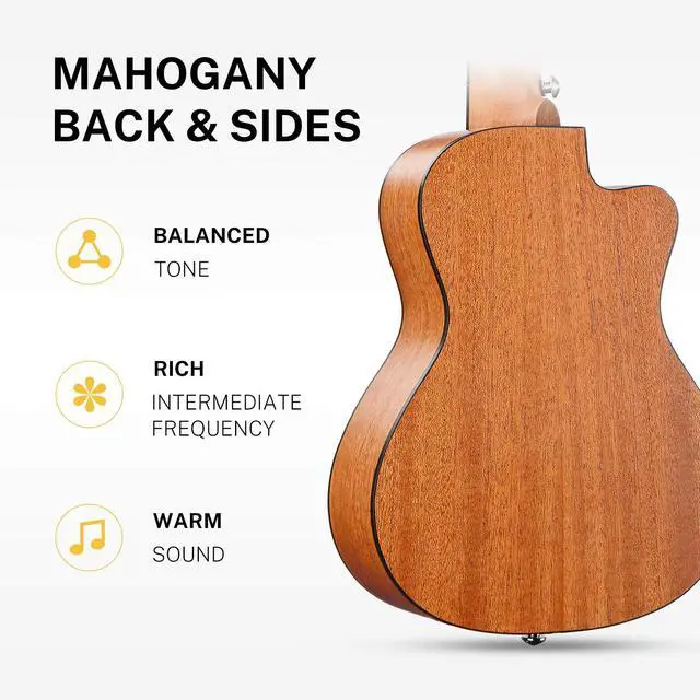 Alt view image 3 of 7 - Left handed Concert Ukulele Mahogany 23 Inch Professional Cutaway Ukelele Bundle Kit for Beginner Adults with Gig Bag Strap Nylon String Tuner Picks Cloth DUC-100L Ukalalee Yukalalee