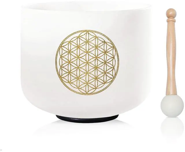 Main image of 528HZ C Note 8 Inch Flower Of Life Crystal Singing Bowl Meditation Sound Bath Sound Healing Chakra Singing Bowl