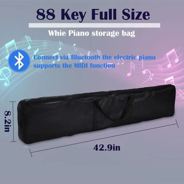 Alt view image 5 of 7 - 88 Key Digital Piano, Semi Weighted Electronic Keyboard Piano with Music Stand, Power Supply, Sustain Pedal, Bluetooth, Carrying Case, Headphones, USB-MIDI Compatibility, for Beginner Professional