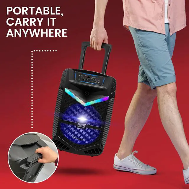 Alt view image 6 of 7 - Portable Bluetooth PA Speaker System - 1200W Rechargeable Outdoor Bluetooth Speaker Portable PA System w/ 15 Subwoofer 1 Tweeter, Recording Function Mic in Party Lights USB/SD Radio