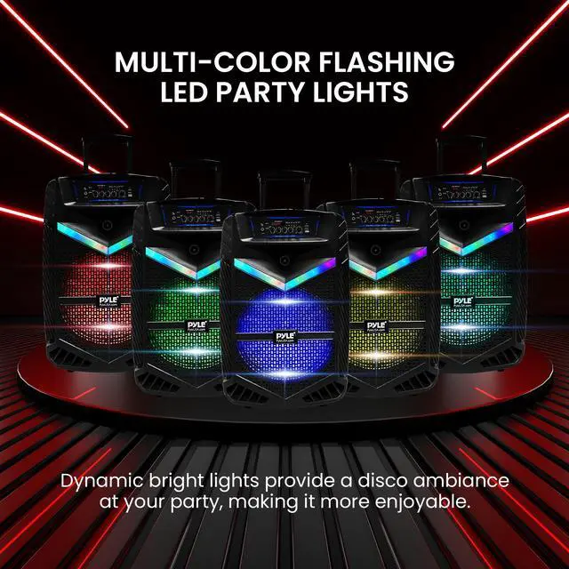 Alt view image 4 of 7 - Portable Bluetooth PA Speaker System - 1200W Rechargeable Outdoor Bluetooth Speaker Portable PA System w/ 15 Subwoofer 1 Tweeter, Recording Function Mic in Party Lights USB/SD Radio