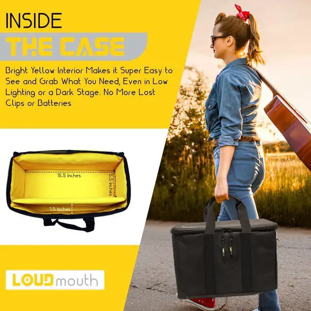 Alt view image 6 of 7 - 12 Slot Microphone Case with Foam | Rugged Padded Bag For Wired and Wireless Mics | 16" x 11" x 7.75"