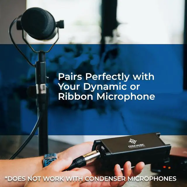 Alt view image 2 of 7 - Coda Mic Preamp for Vocal Recording & Podcasting - 25dB Microphone Booster | 48V Phantom Power Preamplifier, Ultra-Clean XLR Preamp for Dynamic Mics, Podcast, Broadcast, Studio