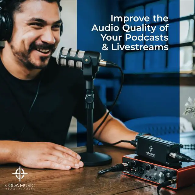 Alt view image 4 of 7 - Coda Mic Preamp for Vocal Recording & Podcasting - 25dB Microphone Booster | 48V Phantom Power Preamplifier, Ultra-Clean XLR Preamp for Dynamic Mics, Podcast, Broadcast, Studio