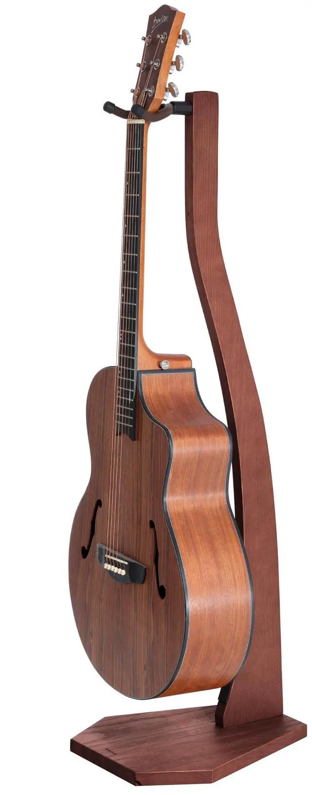Main image of Guitar Stand Wooden, Handmade German Ash Solid Wood Racks Floor, for Electric, Acoustic, Classical Guitars, Banjos, Mandolins-Dark Brown