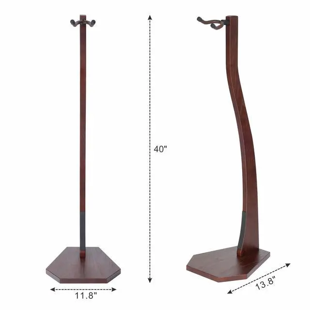 Alt view image 3 of 7 - Guitar Stand Wooden, Handmade German Ash Solid Wood Racks Floor, for Electric, Acoustic, Classical Guitars, Banjos, Mandolins-Dark Brown