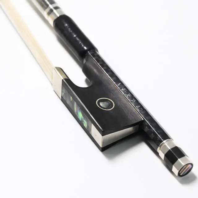 Main image of Textured Carbon Fiber Violin Bow 4/4 Size 110V Advanced Level Parisian Eyes Ebony Frog 4 4 Full Fine Siberian Horse Hair Sweet Tone Straight Stick Smooth Screw for Professional Player