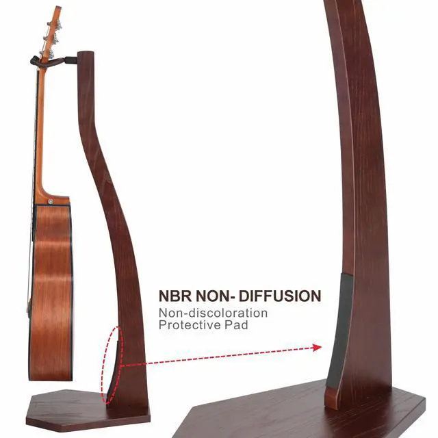 Alt view image 5 of 7 - Guitar Stand Wooden, Handmade German Ash Solid Wood Racks Floor, for Electric, Acoustic, Classical Guitars, Banjos, Mandolins-Dark Brown