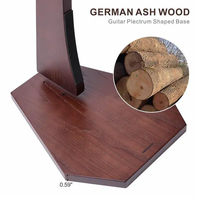 Alt view image 7 of 7 - Guitar Stand Wooden, Handmade German Ash Solid Wood Racks Floor, for Electric, Acoustic, Classical Guitars, Banjos, Mandolins-Dark Brown