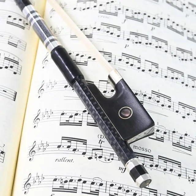 Alt view image 5 of 7 - Textured Carbon Fiber Violin Bow 4/4 Size 110V Advanced Level Parisian Eyes Ebony Frog 4 4 Full Fine Siberian Horse Hair Sweet Tone Straight Stick Smooth Screw for Professional Player