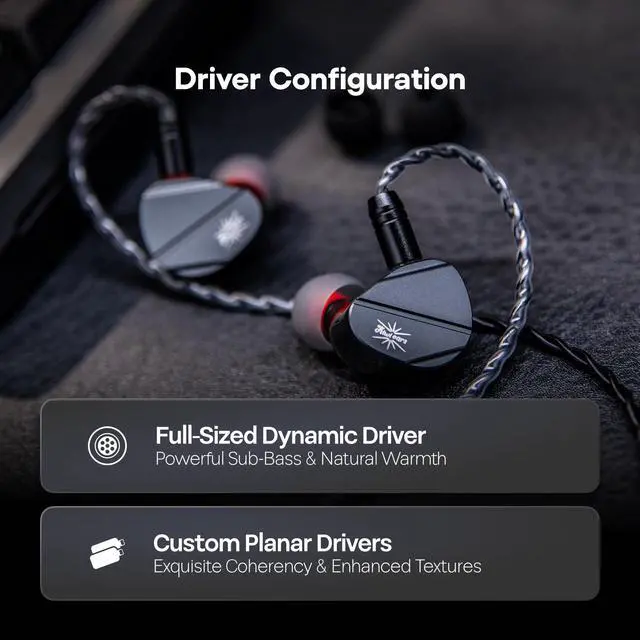 Alt view image 4 of 7 - Kiwi Ears Canta 1DD+2Planar Hybrid IEM in Ear Monitor | HiFi Wired Gaming Earbuds, with Song-like Tonality, Hand-made Shell, Detachable 2Pin IEM Cable for Musician Audiophile