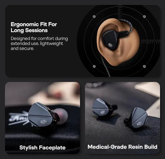 Alt view image 6 of 7 - Kiwi Ears Canta 1DD+2Planar Hybrid IEM in Ear Monitor | HiFi Wired Gaming Earbuds, with Song-like Tonality, Hand-made Shell, Detachable 2Pin IEM Cable for Musician Audiophile