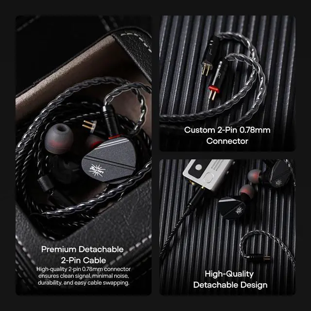 Alt view image 7 of 7 - Kiwi Ears Canta 1DD+2Planar Hybrid IEM in Ear Monitor | HiFi Wired Gaming Earbuds, with Song-like Tonality, Hand-made Shell, Detachable 2Pin IEM Cable for Musician Audiophile