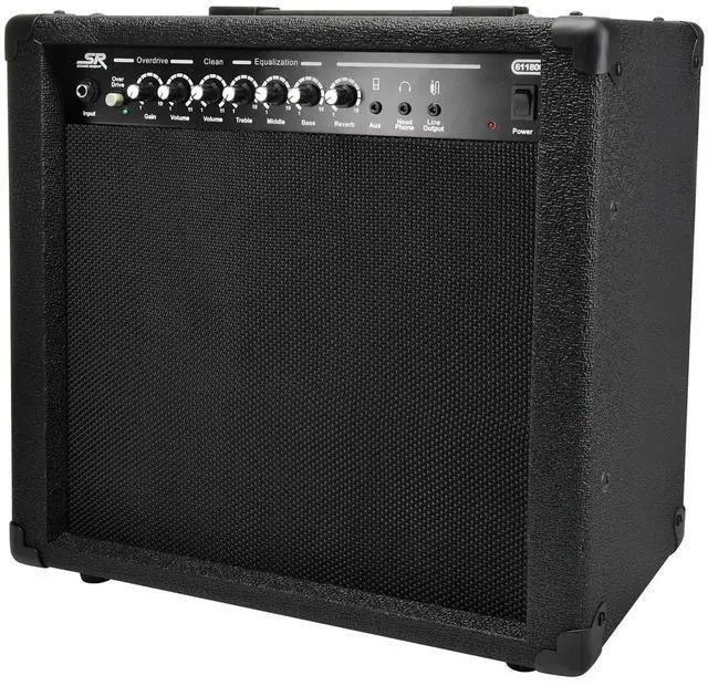 Main image of 1x10 Guitar Combo Amplifier - Black 40-Watt, Spring Reverb, 10-Inch 4-Ohm Speaker, High & Low Inputs, Headphone Output - Stage Right Series