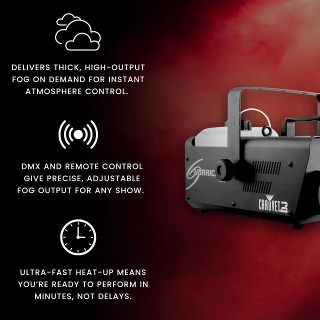 Alt view image 2 of 7 - Hurricane 1600 Compact High-Output Fog Machine w/Timer Remote & Automatic Shut-Off, BLACK