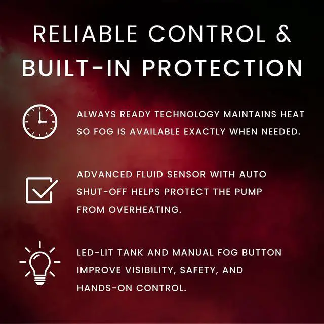 Alt view image 4 of 7 - Hurricane 1600 Compact High-Output Fog Machine w/Timer Remote & Automatic Shut-Off, BLACK