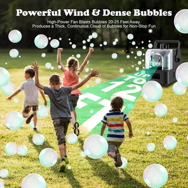 Alt view image 4 of 7 - Fog Bubble Machine with 6 PCS RGB Lights & Remote,900W 3 in 1 Smoke Bubble Maker Unleash High-Output Long-Range Bubble & Fog Blower for Halloween Christmas Party Wedding Birthday (Small)