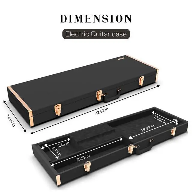 Alt view image 5 of 6 - Renoster Electric Guitar Hard Case with Lock, For Fender Ibanez ESP PRS and Standard Size Guitar, Interior Accessory Compartment (Guitar Case+Stand+String+Cable+Picks, Black-Guitar)