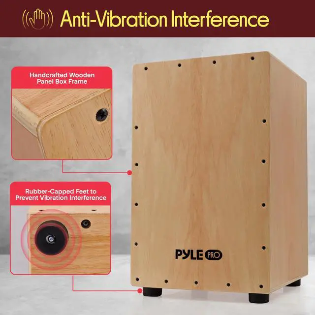 Alt view image 2 of 7 - Stringed Jam Wooden Cajon, Handcraft Compact And Lightweight Percussion Box With Internal Guitar Strings, Rubber Capped Feet, Suitable For All Ages