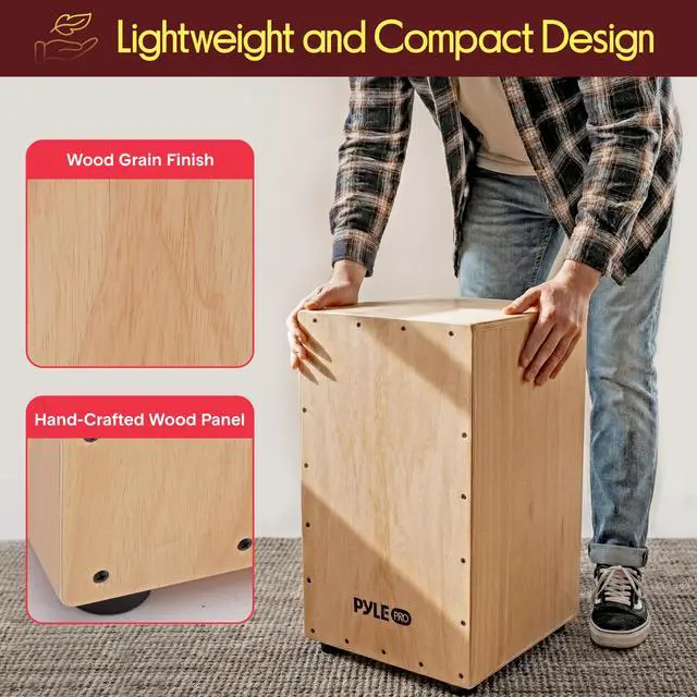 Alt view image 3 of 7 - Stringed Jam Wooden Cajon, Handcraft Compact And Lightweight Percussion Box With Internal Guitar Strings, Rubber Capped Feet, Suitable For All Ages