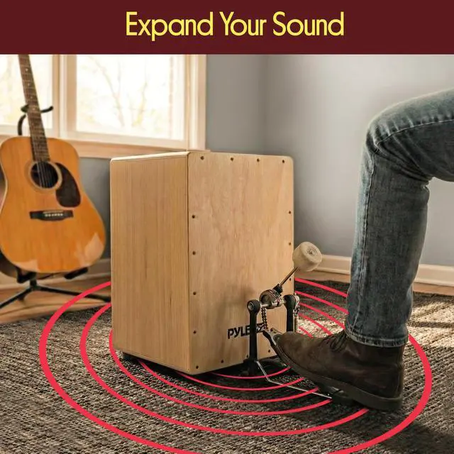 Alt view image 7 of 7 - Stringed Jam Wooden Cajon, Handcraft Compact And Lightweight Percussion Box With Internal Guitar Strings, Rubber Capped Feet, Suitable For All Ages