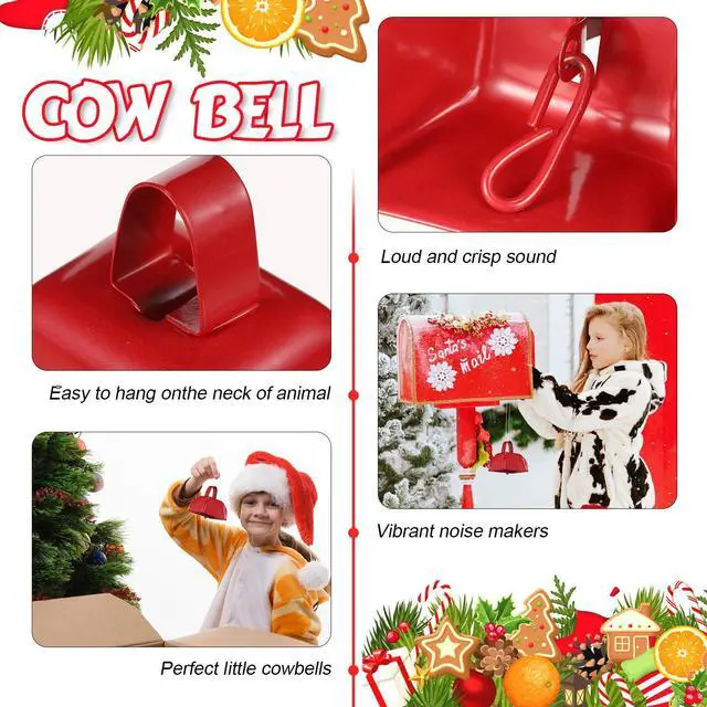 Alt view image 3 of 7 - 72 Pcs Metal Cowbells with Handle Cowbells Noise Makers Small Call Bells Bulk for Decorations Football Games Sport Event Cheering Ornament Wedding Party Celebration, 3 x 2.8 x 2.5 Inch(Red)