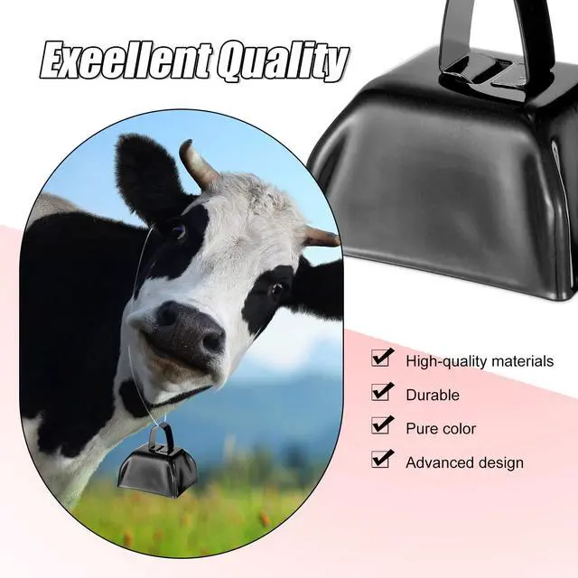 Alt view image 3 of 7 - 72 Pcs Metal Cowbells with Handle Cowbells Noise Makers Small Call Bells Bulk for Decorations Football Games Sport Event Cheering Ornament Wedding Party Celebration, 3 x 2.8 x 2.5 Inch(Black)