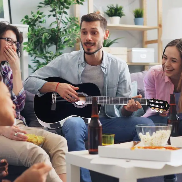Alt view image 3 of 7 - Full Size Classical Nylon Strings Acoustic Guitar 39 Inch Classic Guitarra Starter Bundle for Adult with Free Lessons, Gig Bag, E-tuner, Footstool, Teens Student Beginner Kits (Black, 39 Inch)