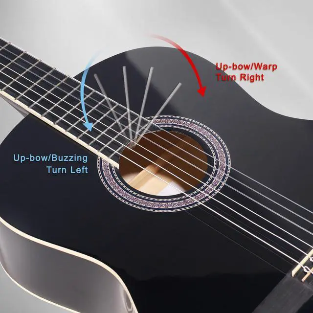 Alt view image 7 of 7 - Full Size Classical Nylon Strings Acoustic Guitar 39 Inch Classic Guitarra Starter Bundle for Adult with Free Lessons, Gig Bag, E-tuner, Footstool, Teens Student Beginner Kits (Black, 39 Inch)