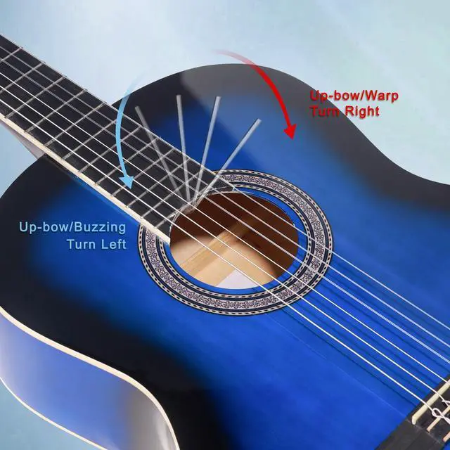 Alt view image 7 of 7 - Full Size Classical Nylon Strings Acoustic Guitar 39 Inch Classic Guitarra Starter Bundle for Adult with Free Lessons, Gig Bag, E-tuner, Footstool, Teens Student Beginner Kits (Blue, 39 Inch)