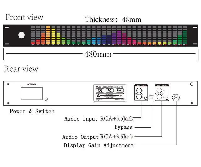 Alt view image 3 of 7 - Digital Equalizer, Audio Spectrum Analyzer, Dual Channel 15-Band Equalizer Home Audio, Stereo Graphic Equalizer Digital MusicAudio Spectrum Analyzer, Stereo Equalizer Real Time Frequency Level Display