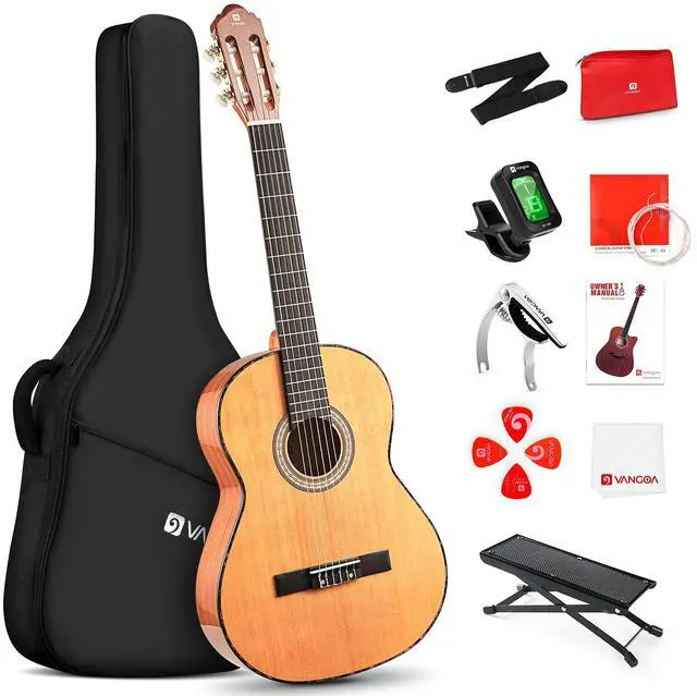 Main image of Classical Guitar Full Size 4/4 Spanish Style Classical Guitarra, 39 Inch Nylon Strings Guitar Ideal for Beginner Adults, Cedar Top, by
