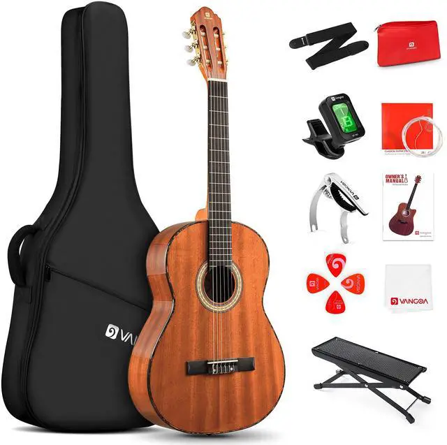 Main image of Classical Guitar 4/4, 39 Inch Full Size Nylon String Guitar for Beginner Adults, Guitar Bundle with Gig Bag & Footstool, Sapele Brown, by