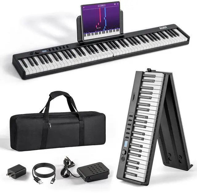 Main image of 88-Key Portable Piano Keyboard with Semi-Weighted Keys Folding Piano | Built-in Speakers/MIDI, Long Battery Life Electric Keyboard Piano for Beginners